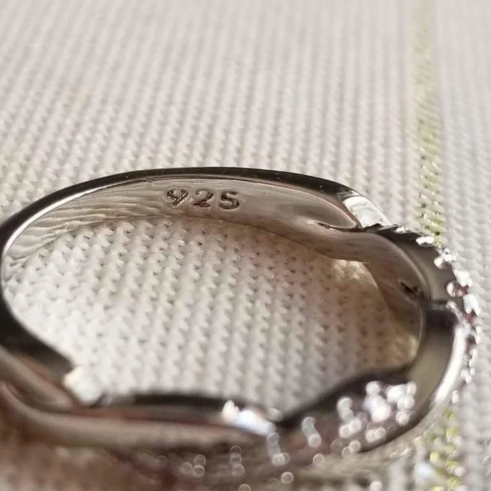 New 925 Silver Diamond Twist Band Ring for Women - Picture 6 of 9